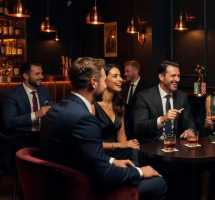 Goście w restauracji-lounge W Polsce Events podczas wieczoru pokerowego